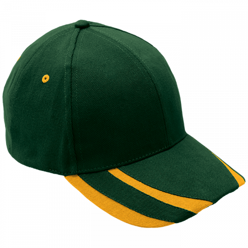Green and gold 6 Panel Cap cotton